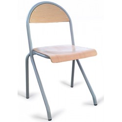 Chaise maternelle 4 pieds appui sur table assise et dossier encastrés hêtre naturel Elise TC à T3