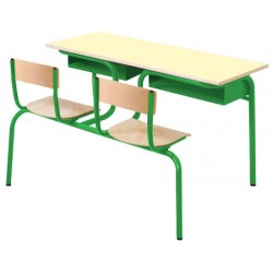 Table scolaire avec siège attenant Alice biplace 130x50 cm mélaminé