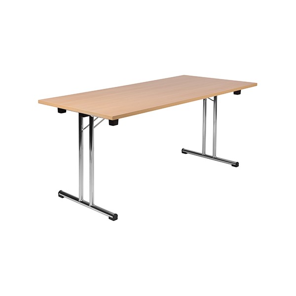 Table pliante à dégagement lateral Mélissa ronde diam 140 cm mélaminé