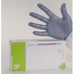 Gant d'examen vinyle bleu AQL 1,5 qualité médicale (le carton de 1000)