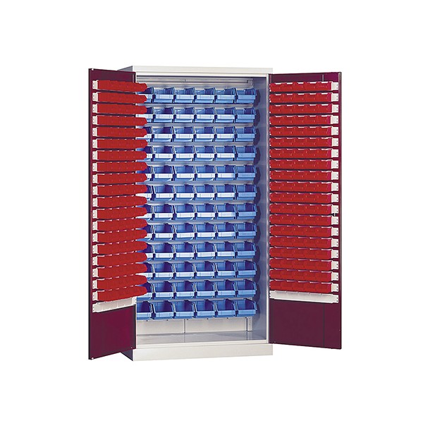Armoire haute d'atelier à portes battantes 152 boites à bec L100 x P43,5 x H 199 cm
