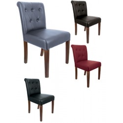 Lot de 2 chaises capitonnées Limoges bois et simili cuir