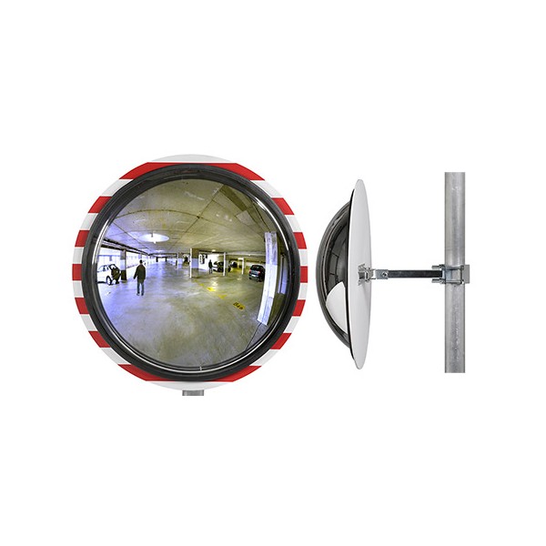 Miroir multi-usages panoramiques vision 180° cadre rouge et blanc diam. 400 mm garantie 3 ans
