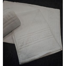 Lot de 12 serviettes de toilette 50x90 cm 100% coton blanc liteau grec 390g