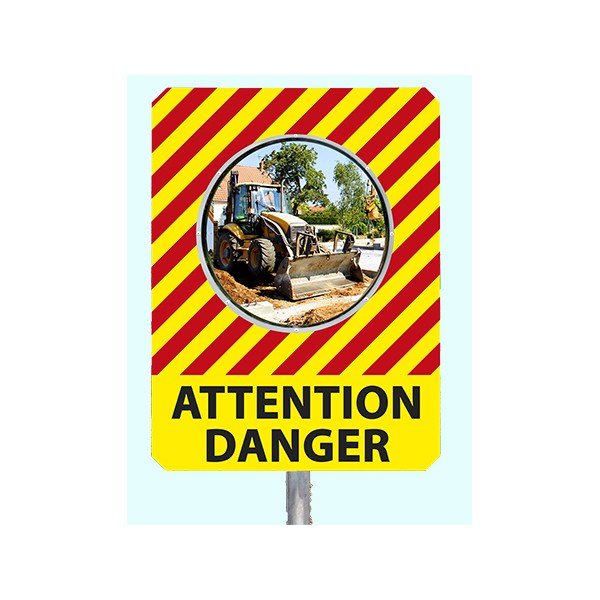 Miroir de chantier temporaire "ATTENTION DANGER"