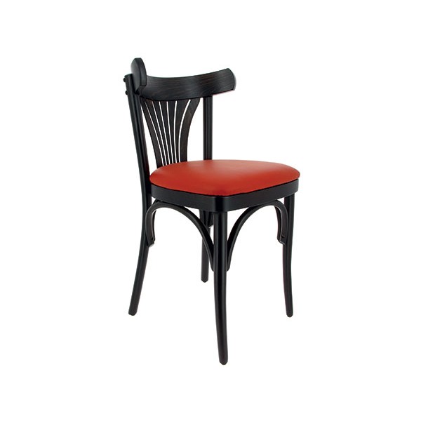 Lot de 2 chaises Nouvelle Orléans hêtre noir et simili cuir rouge