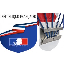 Ecusson porte-drapeaux aluminum tricolore "REPUBLIQUE FRANCAISE" 39 x 45 cm