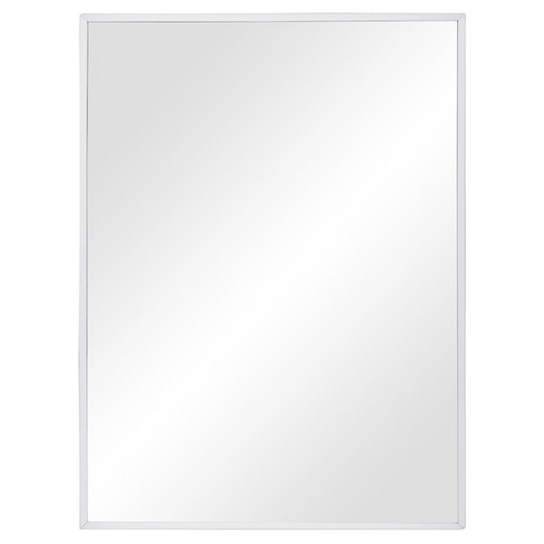 Miroir de sanitaire verre 3 mm cadre acier finition époxy blanc 80 x 60 cm