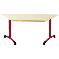 Table maternelle réglable NF T1 à T4 à dégagement latéral Loulou stratifié trapeze 120x60x60 cm