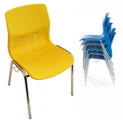 Chaise coque empilable et accrochable Jeanne M4 pieds chromés ø 22 mm