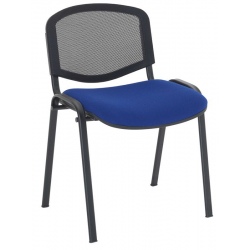 Chaise empilable dos résille assise tissu non feu M1 pieds noirs