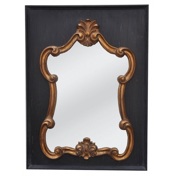 Miroir Baroque noir et doré L77 x H104 cm