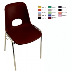 Chaise coque empilable et accrochable Karine M4 pieds chromés ø 18 mm