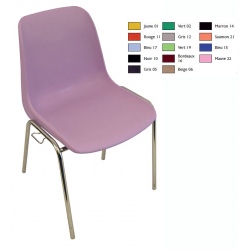 Chaise coque empilable et accrochable Stéphy M4 pieds chromés ø 18 mm