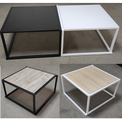 Lot de 4 tables basses empilables avec plateau carré MDF