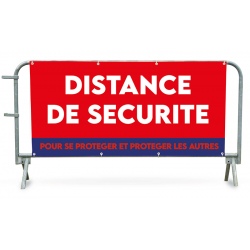 Bâche PVC pour barrière de police 14 barreaux "DISTANCE DE SECURITE"