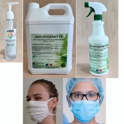 Kit de protection 1 : masques, gel hydroalcoolique, désinfectants