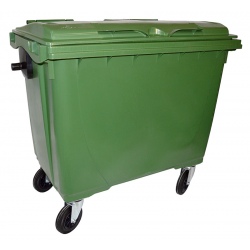 Bac roulant de collecte 100% recyclable 660 L corps vert couvercle vert
