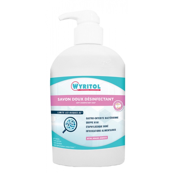 Lot de 12 pompes de savon liquide désinfectant Wyritol 500 ml