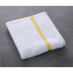 Serviette de toilette Eden 100% coton blanc liteau jaune 400 g 50x90 cm (le lot de 80)