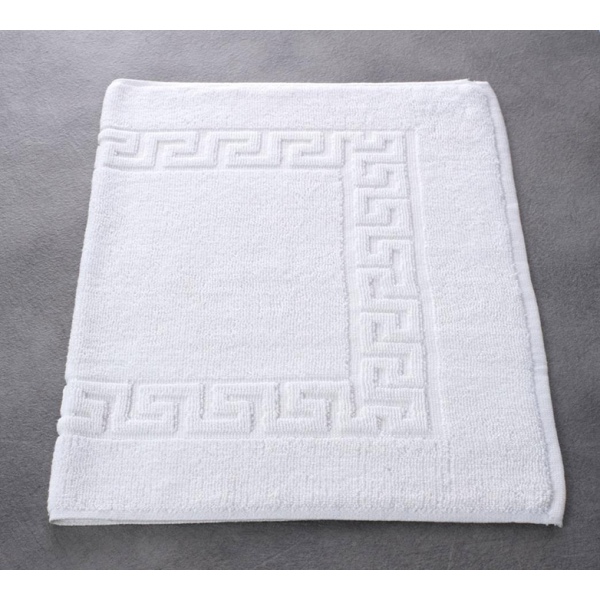 Tapis de bain liteaux grecs 100% coton blanc 550 g 50x75 cm (le lot de 5)