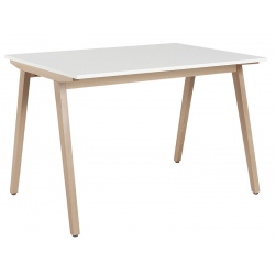 Table Katy 4 pieds à dégagement latéral bois vernis plateau mélaminé chant ABS 140 x 80 cm