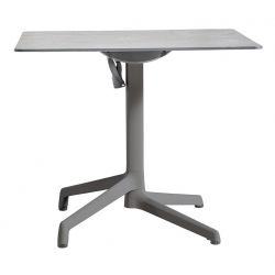 Lot de 2 tables Cannes rabattable et encastrable pied simple anthracite plateau HPL gris cryptic 79x79 cm