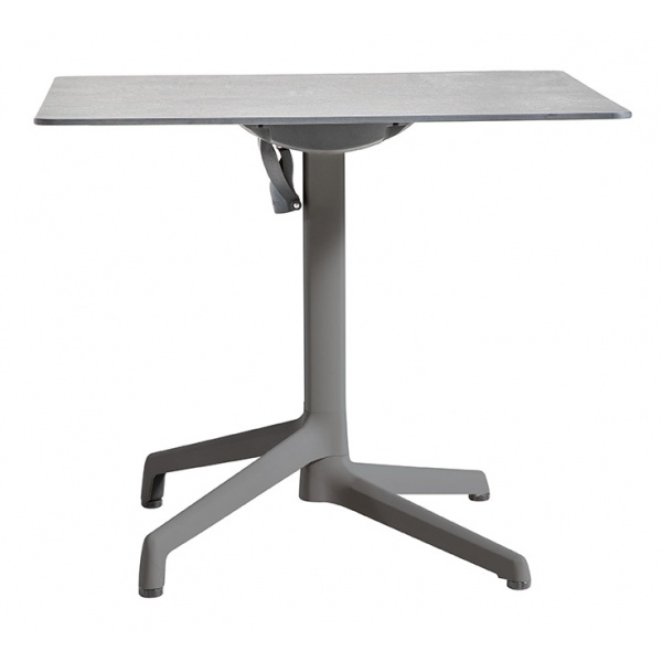Lot de 2 tables Cannes rabattable et encastrable pied simple anthracite plateau HPL gris cryptic 79x79 cm