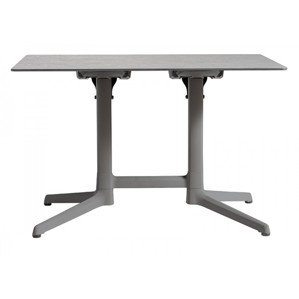 Lot de 2 tables Cannes rabattable et encastrable pied double anthracite plateau HPL gris cryptic 110x69 cm