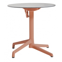 Lot de 2 tables Cannes rabattable et encastrable pied simple terracotta plateau HPL gris cryptic Ø69 cm