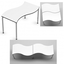 Table modulable et réglable T4 à T6 Wave 130 x 82,4 cm