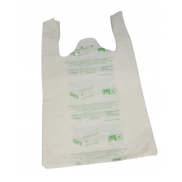 Sacs bretelles biodégradables blanc 26x12x45 (Le carton de 2000)