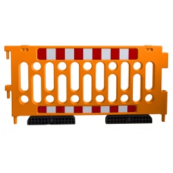 Barrière de police polypro orange avec bandes réfléchissantes 2 m