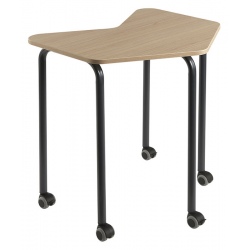 Table scolaire 5 pieds sur roulettes plateau mélaminé chant ABS 70x60 cm T4 à T6