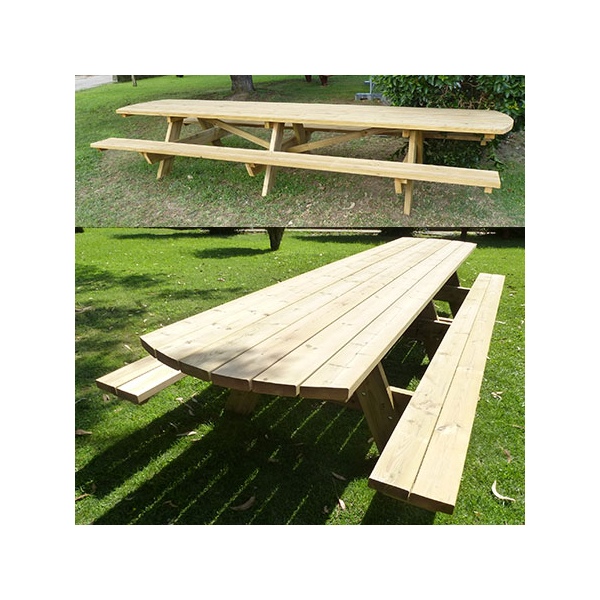 Table pique nique bois Perpignan 4,40 m avec accès fauteuils