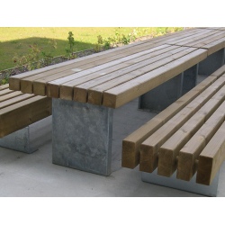 Table de pique nique mixte bois métal Lacanau L250 x P86 cm