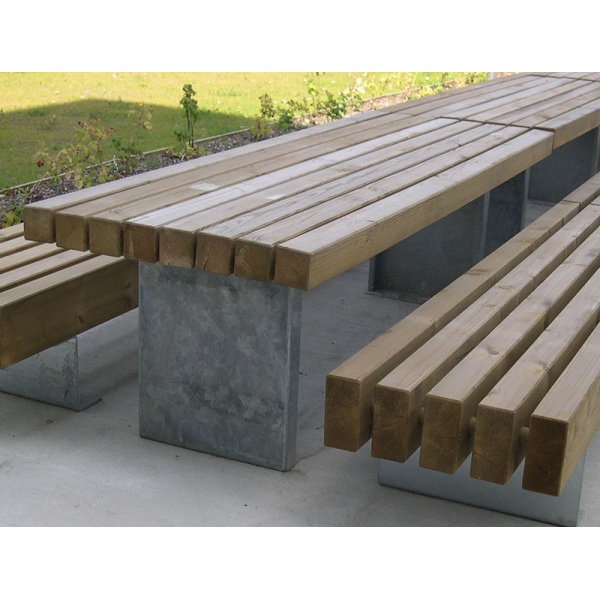 Table de pique nique mixte bois métal Lacanau L250 x P86 cm