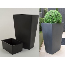 Pot décoratif design rectangulaire 38 x 52,5 x H81cm avec bac 38L