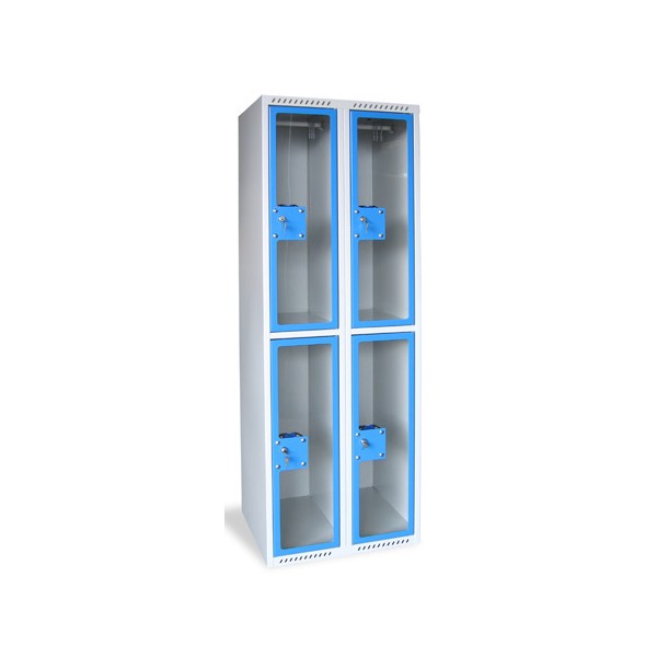 Armoire multicases portes plexi 2 colonnes 4 cases L60xP49xH180 cm