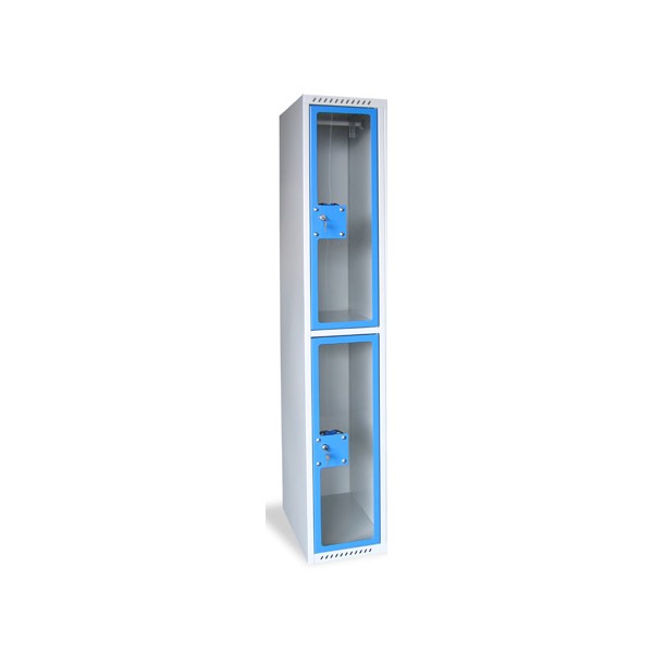 Armoire multicases portes plexi 1 colonne 2 cases L30xP49xH180 cm