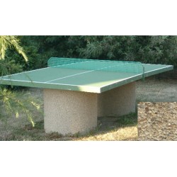 Table ping-pong en béton pieds ronds gravillons lavés fins