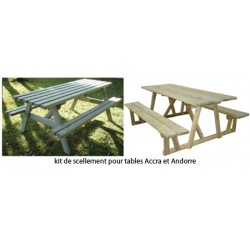 Kit de scellement pour tables de pique-nique bois Andorre et Accra