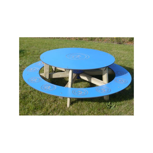 Table banc ronde des petits peinte diamètre 150 cm