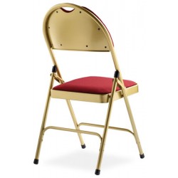 Lot de 4 chaises pliantes accrochables Loan laiton doré assise et dossier tissu enduit M2