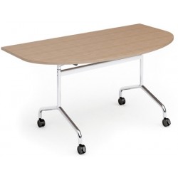 Table mobile et rabattable Oxygène demi rond 160x90 cm structure chromée