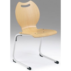 Chaise coque Ambre appui sur table pieds acier finition naturelle T4 à T6