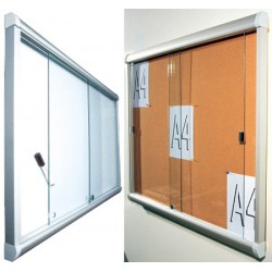 Vitrine intérieure à porte coulissante en verre fond liège 21 A4 (103x155 cm)