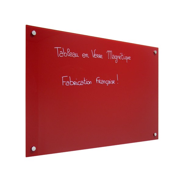 Panneau d'affichage magnétique en verre peint rouge 90x120 cm