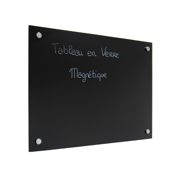 Panneau d'affichage magnétique en verre peint noir 45x60 cm