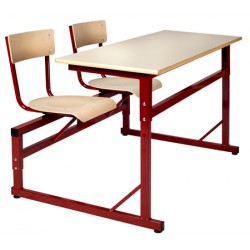 Table scolaire à sièges attenants réglable Naples 130x50 cm stratifié chant ABS T4 à T6